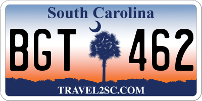 SC license plate BGT462