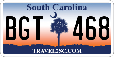 SC license plate BGT468