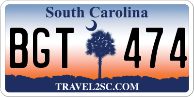SC license plate BGT474