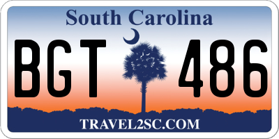 SC license plate BGT486