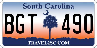 SC license plate BGT490