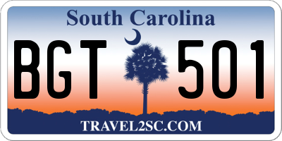 SC license plate BGT501