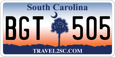 SC license plate BGT505