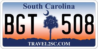 SC license plate BGT508