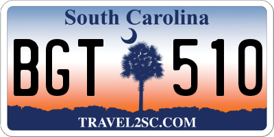 SC license plate BGT510