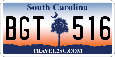 SC license plate BGT516
