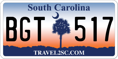 SC license plate BGT517