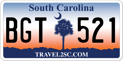 SC license plate BGT521