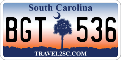 SC license plate BGT536