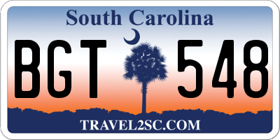SC license plate BGT548
