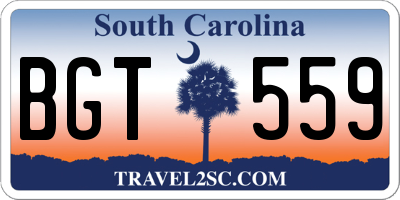 SC license plate BGT559