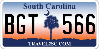 SC license plate BGT566