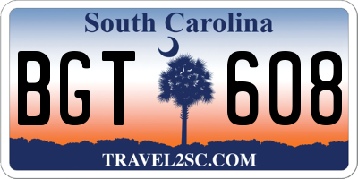 SC license plate BGT608