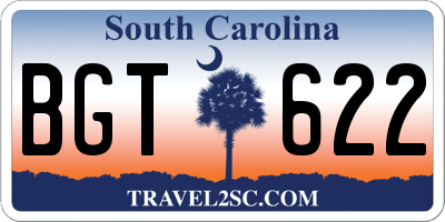 SC license plate BGT622