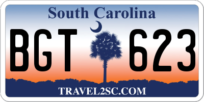 SC license plate BGT623