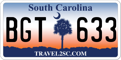 SC license plate BGT633