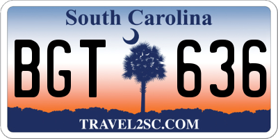 SC license plate BGT636