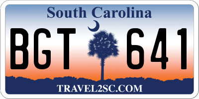 SC license plate BGT641