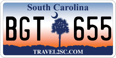 SC license plate BGT655