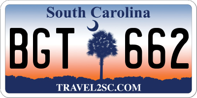 SC license plate BGT662
