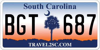 SC license plate BGT687
