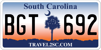 SC license plate BGT692
