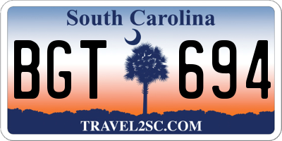 SC license plate BGT694
