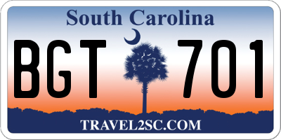 SC license plate BGT701