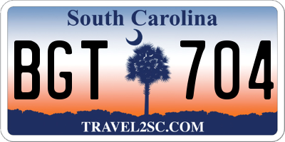 SC license plate BGT704