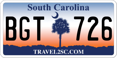 SC license plate BGT726