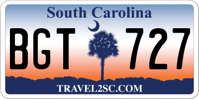 SC license plate BGT727