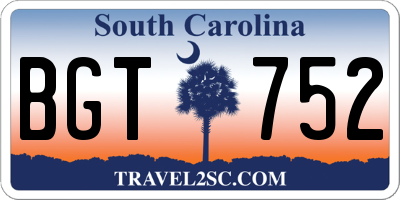 SC license plate BGT752