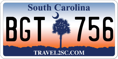 SC license plate BGT756