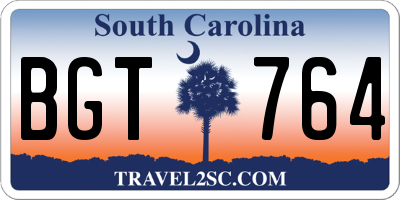 SC license plate BGT764