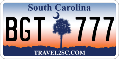 SC license plate BGT777