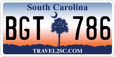 SC license plate BGT786