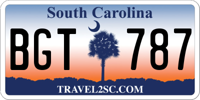 SC license plate BGT787