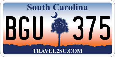 SC license plate BGU375