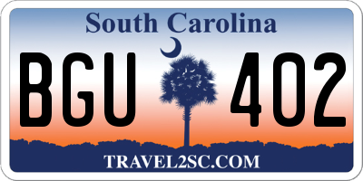 SC license plate BGU402