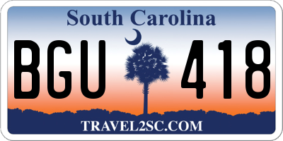 SC license plate BGU418
