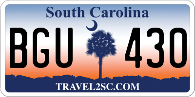 SC license plate BGU430