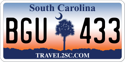 SC license plate BGU433