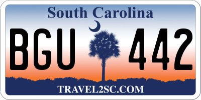 SC license plate BGU442