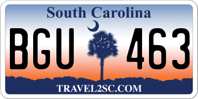 SC license plate BGU463