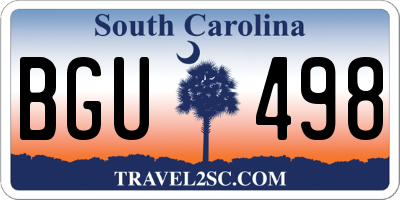 SC license plate BGU498