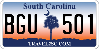 SC license plate BGU501