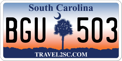 SC license plate BGU503