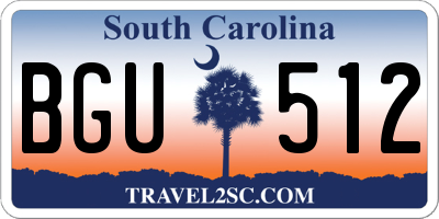 SC license plate BGU512