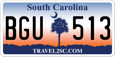 SC license plate BGU513