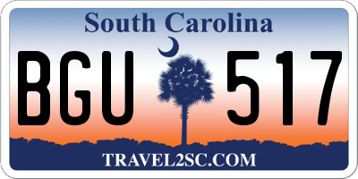 SC license plate BGU517